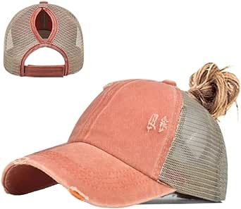 Criss Cross Ponytail Hat Washed Distressed Mesh Womens Baseball Cap Dad Hat Ponytail Hat for Women