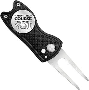 Pishavi May The Course Be with You Funny Golf Divot Repair Tool, Dad Golf Ball Marker, Golf Accessories for Men, Golf Gifts for Dad Grandpa Husband, Retirement Gifts for Golf Lover Coworkers Boss