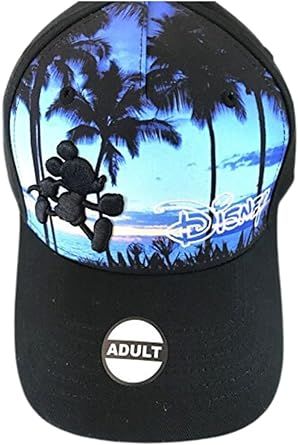 Disney Mickey Mouse Beach Baywatch Sunset Adult Hat Cap Black