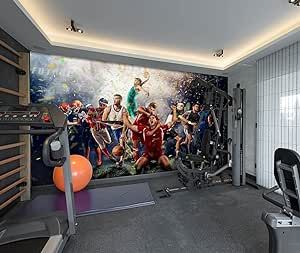3D Football Spree A2263 Gym Fitness Workout Wall Paper Print Decal Deco Wall Mural Self-Adhesive Wallpaper AJ US Amy 2023 Oct (Vinyl (No Glue & Removable), ?205”x114”?520x290cm(WxH))