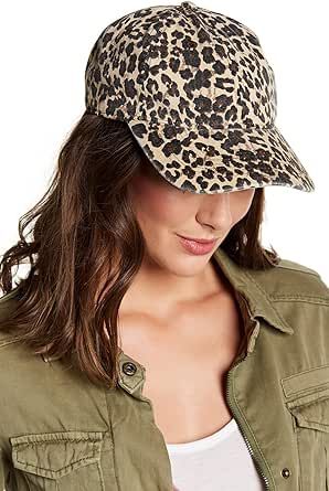 boderier Leopard Print Baseball Cap Adjustable Back Women Girls Cotton Hat with Matching Hoop Earrings