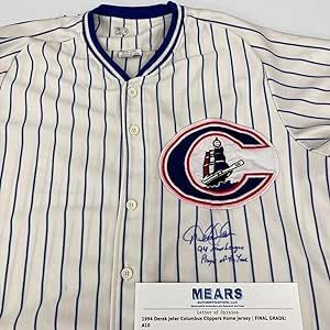 1994 Derek Jeter Signed Columbus Clippers Yankees Game Used Jersey MEARS A10 COA - MLB Autographed Game Used Jerseys