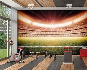 3D Football Field A2235 Gym Fitness Workout Wall Paper Print Decal Deco Wall Mural Self-Adhesive Wallpaper AJ US Amy 2023 Oct (Wovenpaper Need Glue, ?82”x58”?208x146cm(WxH))