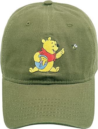 Concept One Disney's Winnie The Pooh with Honey Pot Embroidered Cotton Adjustable Dad Hat with Curved Brim, Brown, One Size